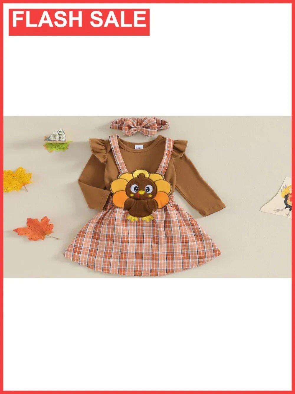 Baby Girl Fall Winter Outfit Long Sleeve Romper Suspender Skirt Set 3Pcs